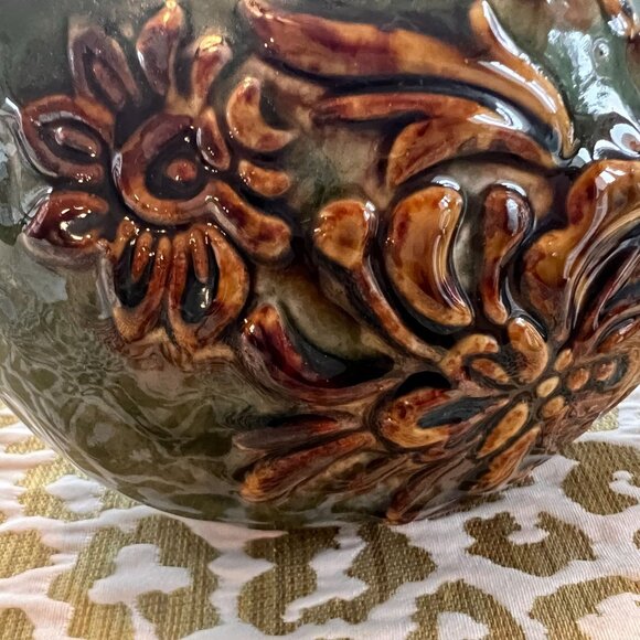 Handcrafted Ceramic Bird Sculpture With Intricate Floral Patterns - Earth Tones - Picture 5 of 12